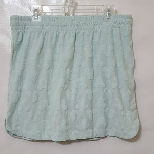 Disney Mickey Mouse Green Textured Women's Skirt Drawstring Waist Pockets Medium